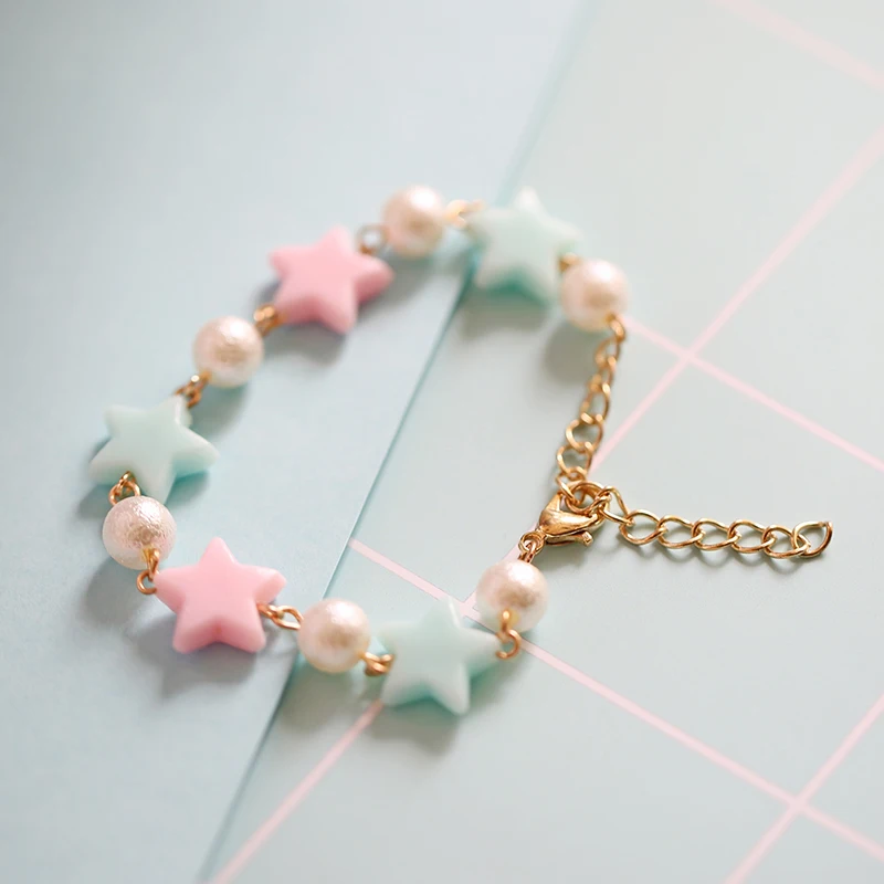Bracelet Японский милый бант, мягкая головная повязка для сестры, головной убор в стиле Лолиты, Повседневная простая повязка для головы, головной убор с боковым зажимом и звездами - Цвет: Bracelet