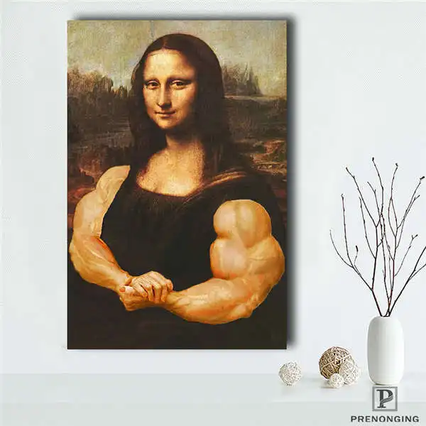 Canvas Poster Холст постер из шелковой ткани стиль Мона плакат лисы леonardo Da Vinci живопись#190114s02 - Цвет: Canvas Poster