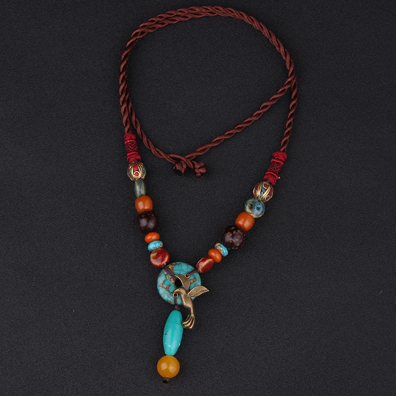 Мода этническое уклонение ожерелье винтажные камни ювелирные изделия бодхи канариштый камень новое ручной работы Непал.