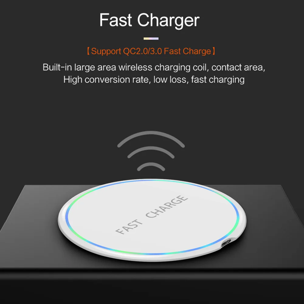 FDGAO Qi Беспроводное зарядное устройство для iPhone X Xs MAX XR 8 Plus 10 Вт Быстрая зарядка для samsung S8 S9 Note 9 8 USB смартфон зарядное устройство Pad