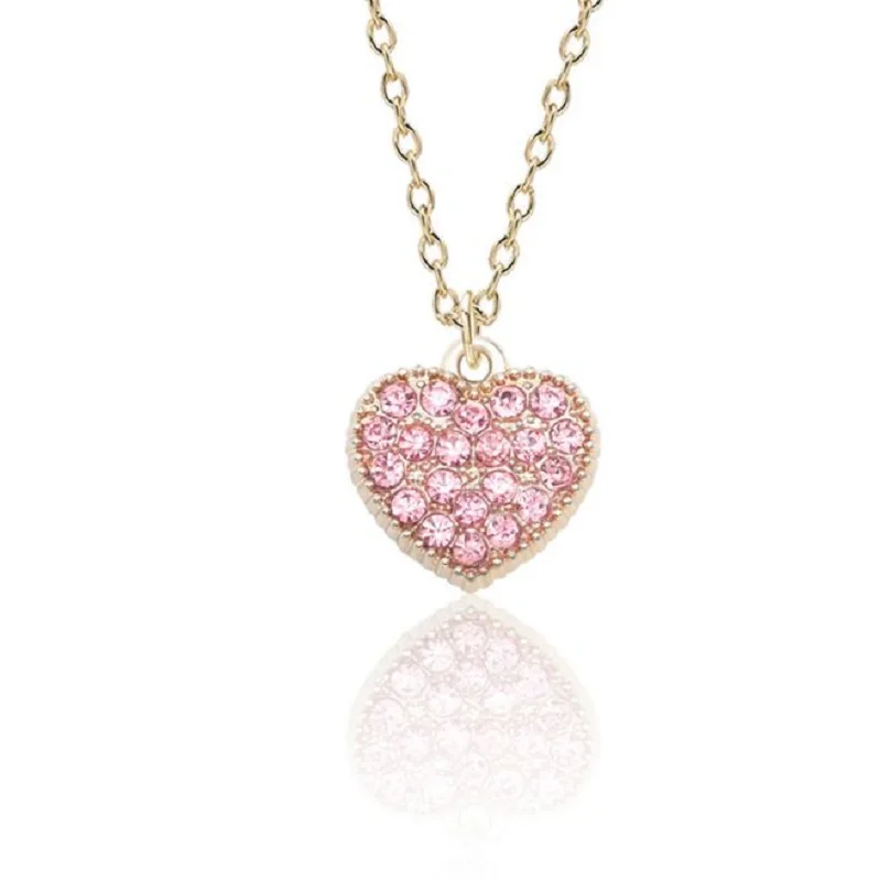 Exquisite fashion simple alloy rhinestone love necklace multi-color full heart DIY heart-shaped cute hanging | Украшения и