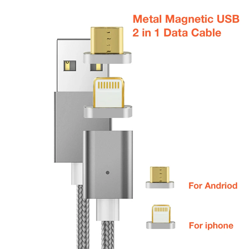 2 в 1 Магнитный нейлоновый плетеный кабель Lightning Quick Charge для iphone 8 Plus ipad 4 Xiaomi Note3 5A
