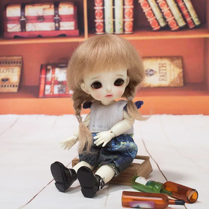 4 only wig Новое поступление 1/6 1/8 Bjd SD ob11 маленькая кукла парик Модный стиль мохер провод кукла парик волосы для кукол аксессуары - Цвет: 4 only wig