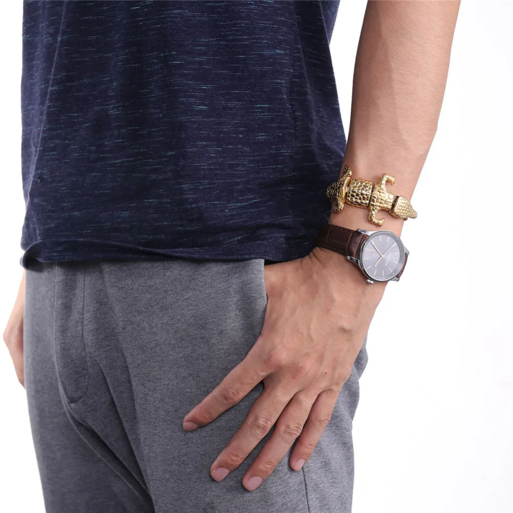 Большой браслет из нержавеющей стали в виде ящерицы H1030|lizard bracelet|gold colorbracelet big gold |