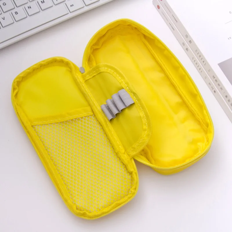 Yellow Кавайный холщовый чехол для карандашей ярких цветов, вместительная сумка для карандашей, многофункциональная коробка для ручек, школьные офисные принадлежности, канцелярские принадлежности - Цвет: Yellow