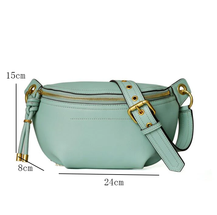 New Women Genuine Leather Waist Bag Fashion Shell Ladies Shoulder Messenger Bags Chic Chest Bags