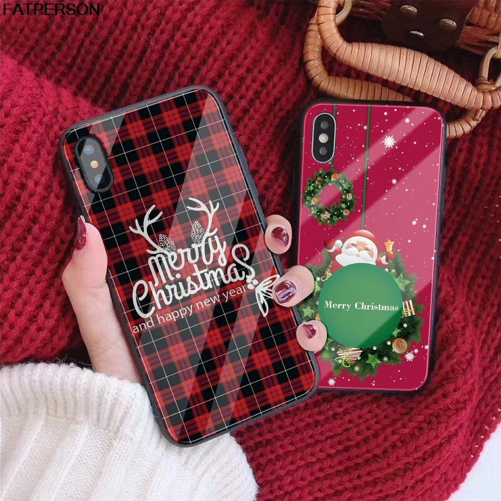 Заказной чехол из закаленного стекла для телефона iPhone XS 11 Pro MAX XR Рождество DIY чехол для iPhone 7 для телефона 8X6 s Plus зимний чехол