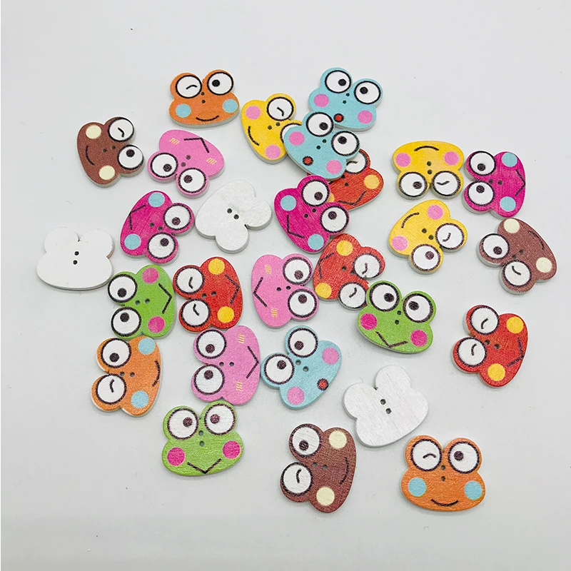 Смешанные цвета 20*17 мм лягушки деревянные пуговицы для одежды рукоделие