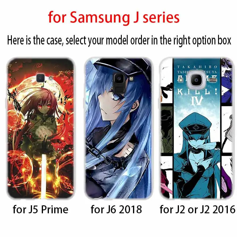 esdeath art case Cover TPU Silicone Coque For Samsung Galaxy J6 J8 J3 J5 J7 J4 J2 J1 Plus 2018 2016 2017 EU Prime Ace | Мобильные