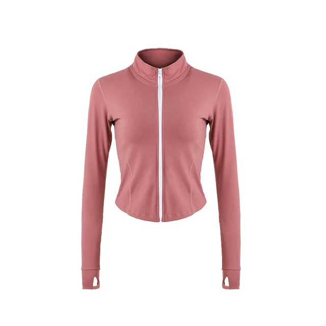 Pink Куртка для бега для Для Женщин Йога молнии с длинным рукавом спортивная куртка Фитнес спортивные Для женщин 'S Костюмы быстросохнущая куртка Для женщин Спортивная - Цвет: Pink
