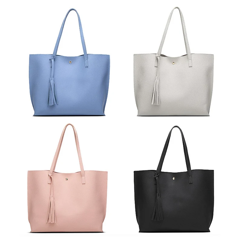 Простые Модные женские туфли Сумки кожи Цвет кисточкой кулон большой Ёмкость