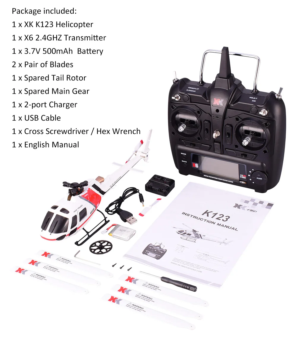 Wltoys XK AS350 K123 6CH 3D 6G система бесщеточный двигатель вертолет беспилотный самолет совместим с FUTABA S-FHSS