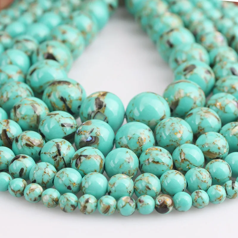 Бусины Howlite из натуральной раковины круглые бусины зеленого цвета свободного