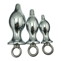 3pcs set large medium small size pull ring crystal metal anal plug booty silver stainless steel jewelry butt plug sex toys