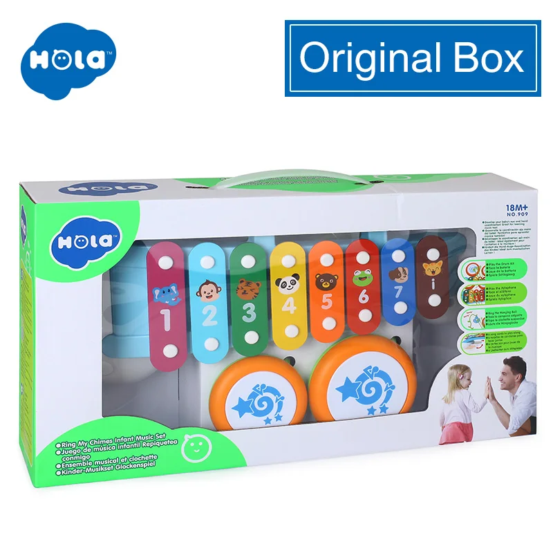 HOLA 909 детские игрушки Красочные радужные ручной стук пианино 8-Note раннее развитие обучения Музыкальные игрушки для детей подарок для девочки - Цвет: ORIGINAL BOX
