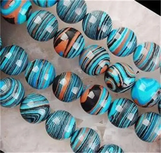 8 мм в синюю полоску индейка с драгоценным камнем круглая Рассыпчатая бусина из