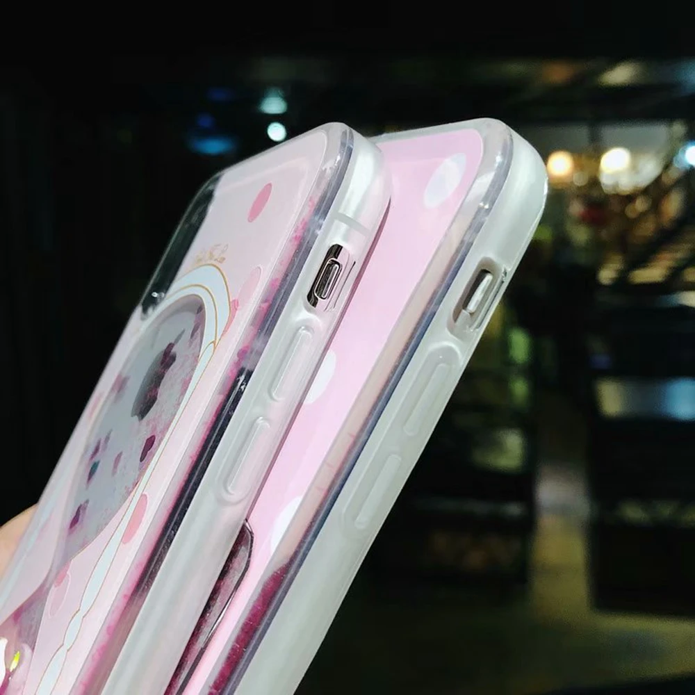 Блестящий жидкий зыбучий песок чехол для телефона iPhone 7 8 Plus XR милый Единорог