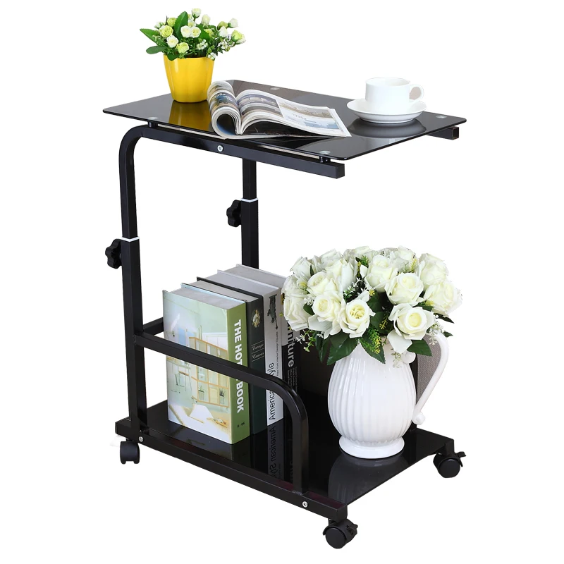 Мобильный диван компьютерный боковой столик стеклянный мини Столик Маленький