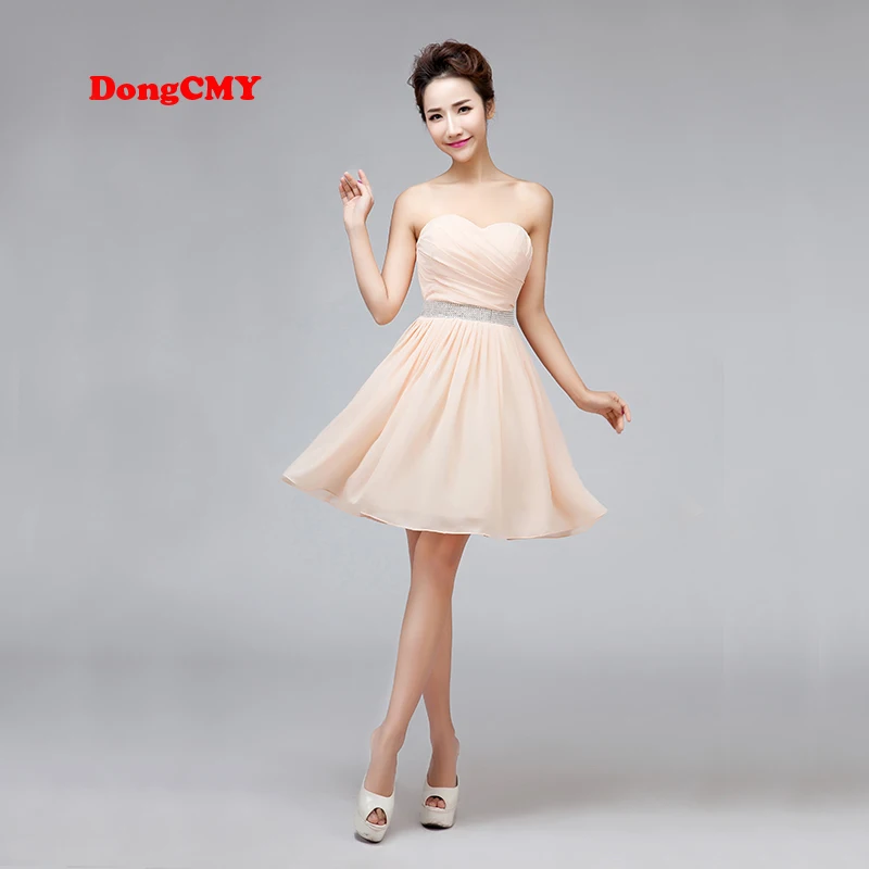 DongCMY 2021 New Arrival Mini Sexy Sweetheart Elegant Party Cocktail Dress Beige Color Women Elegant Backless Gown