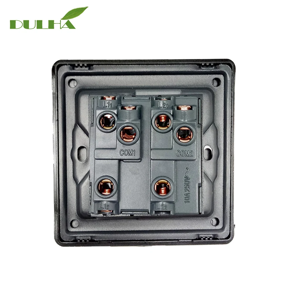 DULHA 2 Gang Way настенный выключатель света 10A 110 ~ 250V 220V электрическая кнопка Черный PC