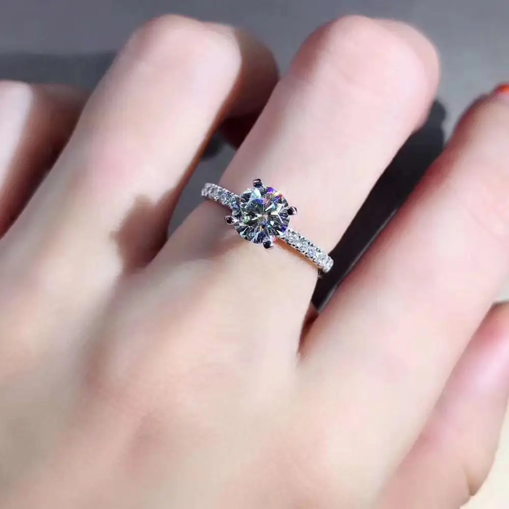 Чистое кольцо из белого золота 18 К 1ct 2ct 3ct VVS1 Moissanite Трендовое стильное свадебное