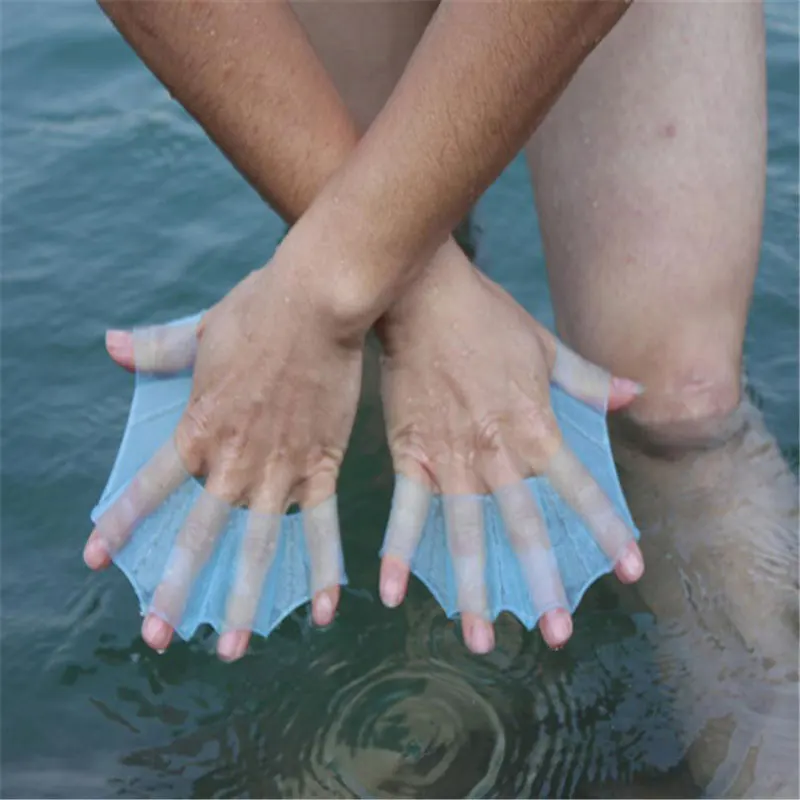 Силиконовые плавают ручные плавники бассейн половины пальцев ласты