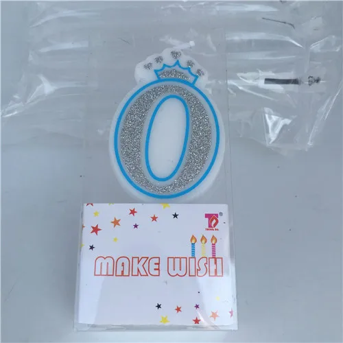 Crown-0 silver blue Свечи для торта на день рождения с цифрами 1, 2, 3, 4, 5, 6, 7, 8, 9, 0, креативные свечи для торта с розовой короной для детей и взрослых, вечерние свечи для украшения дня рождения - Цвет: Crown-0 silver blue