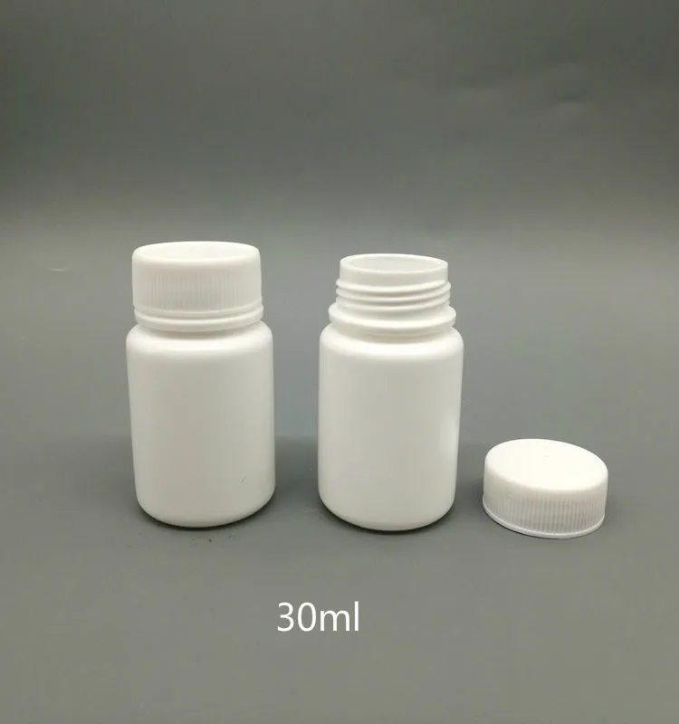 100 шт 30cc 30 мл HDPE белая крышка бутылка для таблеток, пустой пластиковый контейнер для таблеток с винтовой крышкой