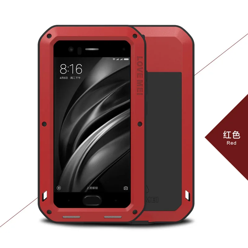 Red Алюминиевый металлический защитный чехол для Xiaomi Mi 6 Чехол 6 с экраном Gorilla glass противоударный пылезащитный чехол для Xiaomi Mi 6 Чехол - Цвет: Red