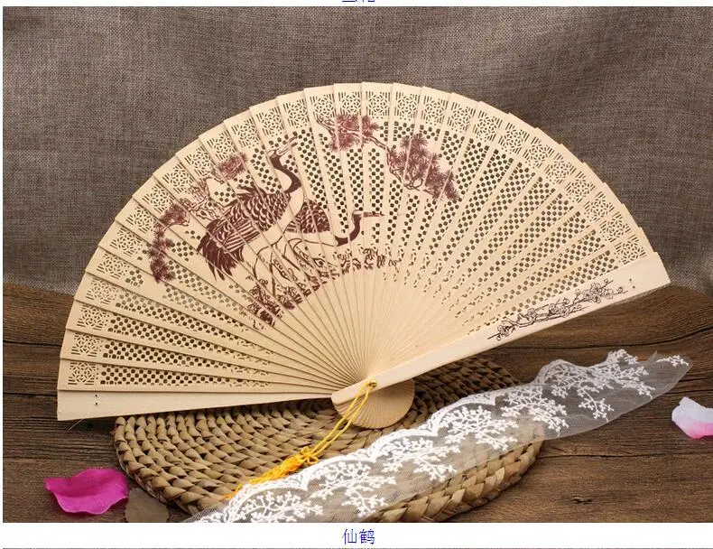 10 шт. сандалового дерева вентилятор ладан полые деревянные веер китайский стиль