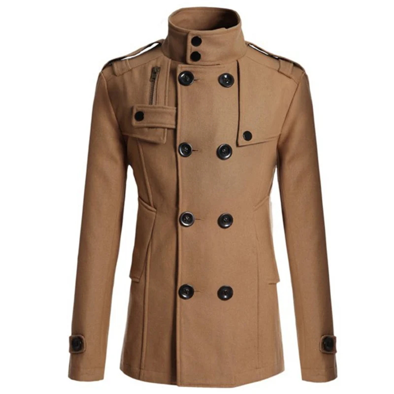 2019 Autumn And Winter Men's Wool Coat Slim Jacket Double Row Button Collar Warm Casual M-3XL | Мужская одежда