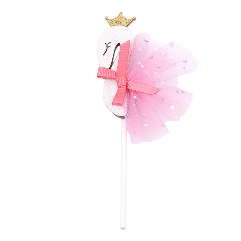 Bling Crown Фламинго Лебедь перо кекс Toppers с пряжей DIY топперы для тортов выбор
