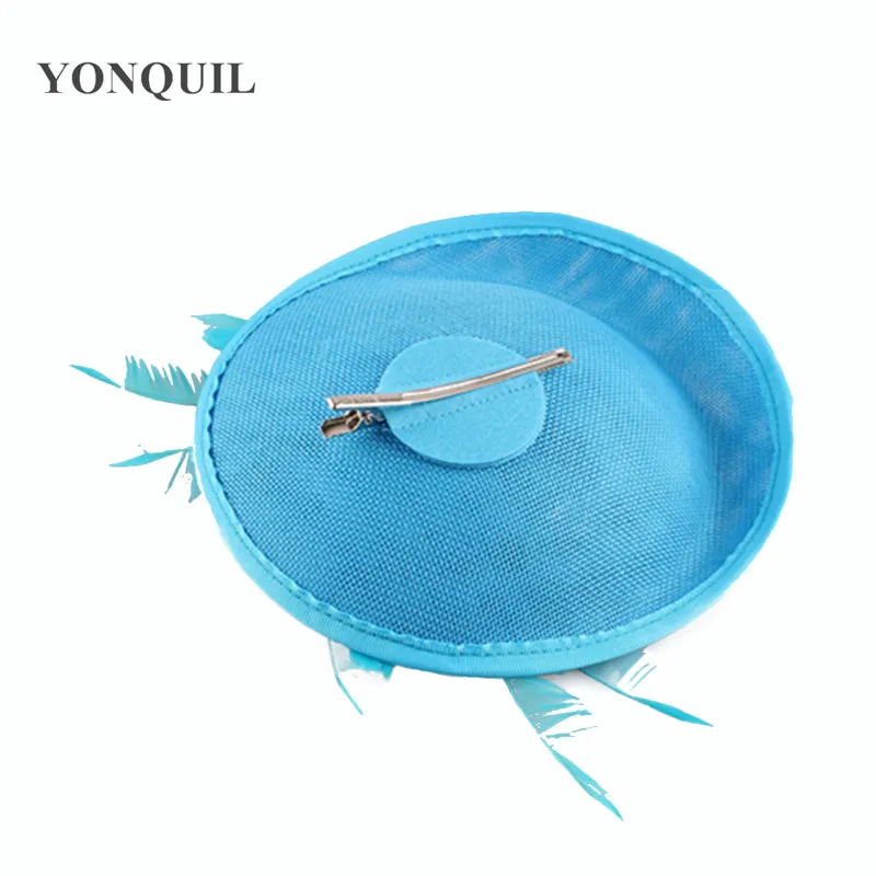 

Bridal Wedding Feather Flower Chic Fascinators Copy Sinamay Fedora Hat Derby Headwear Party Church Hair Accessories New SYF301