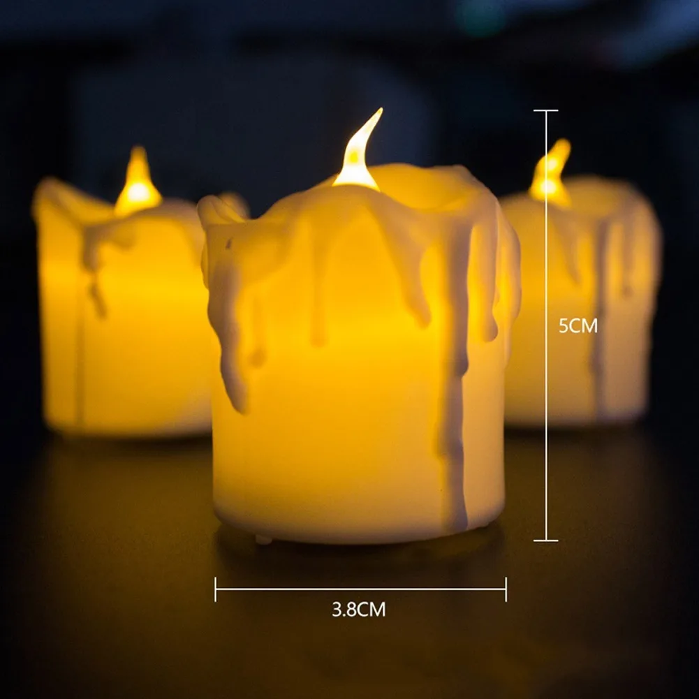 12 шт. светодиодный беспламенного свечи Водонепроницаемый Чай огни воск капала