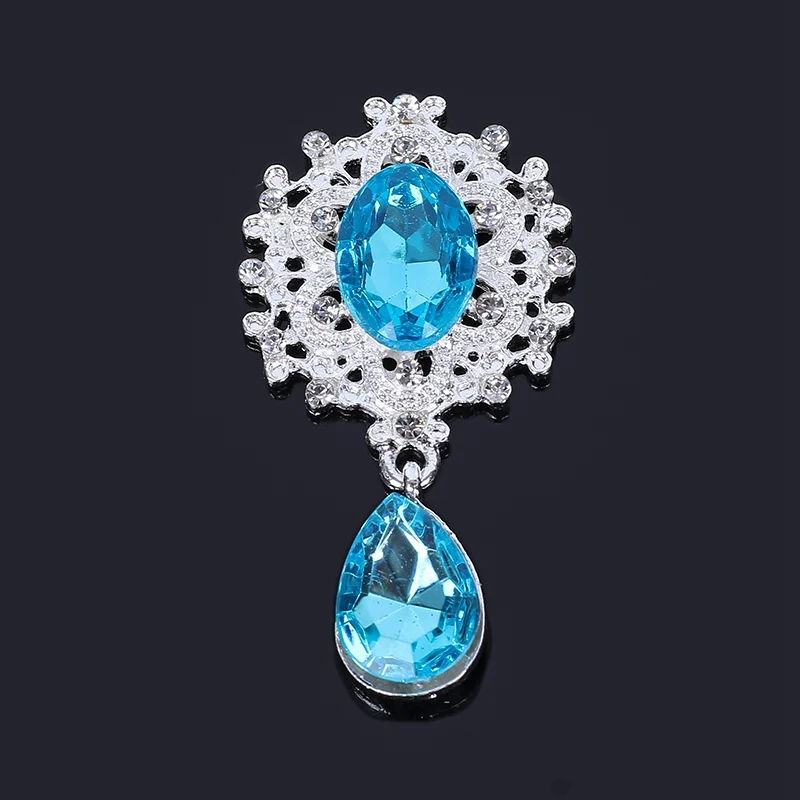 Light Blue Новинка, хит, 50 шт., серебряные овальные Стразы в центре и в форме капли, кнопка для украшения свадебного стекла, одежда для рукоделия LP140 - Цвет: Light Blue