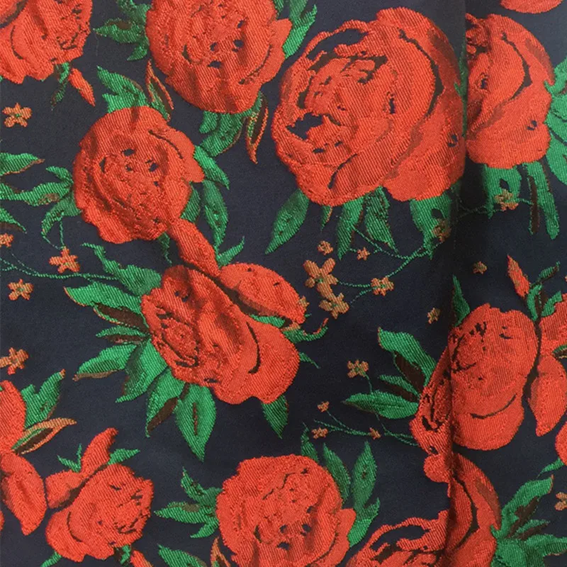 CF366 новый модный красная роза жаккардовая ткань для женщин Cheongsam пальто платье