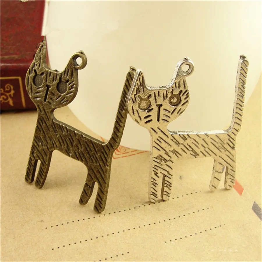 50 шт. подвеска в виде кошки из металлического сплава 26 х33 мм|diy jewelry pendant|cat charms