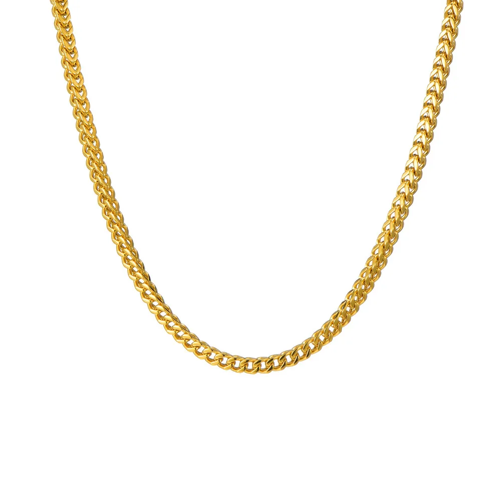 Цепь из нержавеющей стали в стиле хип хоп ширина 4 мм Золотая веревка ожерелье 316L