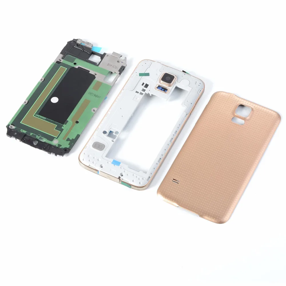 Для Samsung Galaxy S5 i9600 G900F G900H G900P G900T G900M Корпус Передняя рамка + средняя крышка