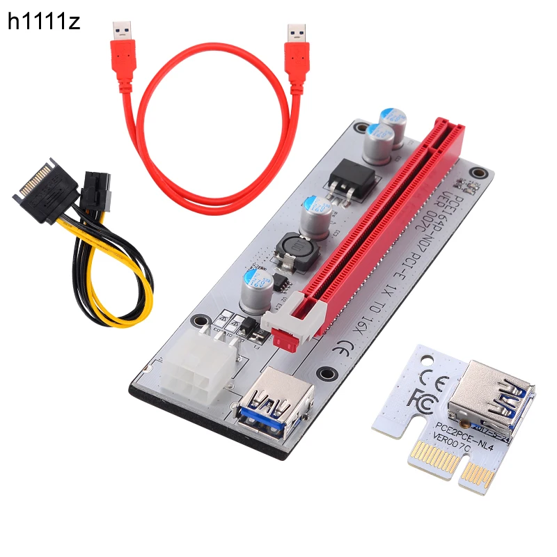 3 в 1 4-контактный Riser Card Molex PCI-E 6pin SATA 60 см PCIE 1x к 16x PCI Express для Antminer Bitcoin Miner Mining |
