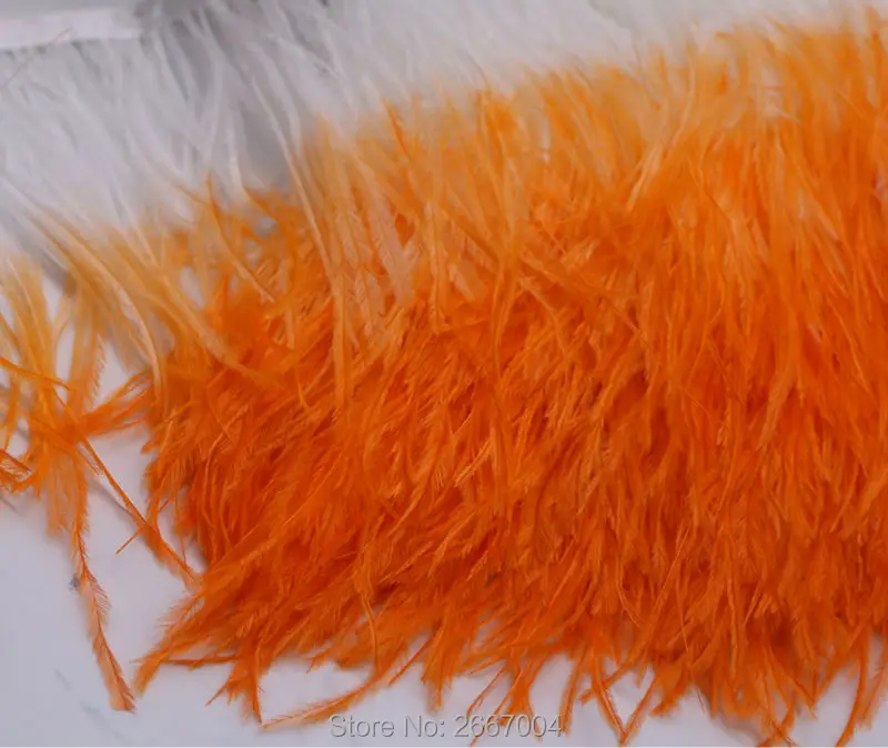 2016 новый список! Белый и оранжевый 2 ярдов два цвета Страусиные перья лента