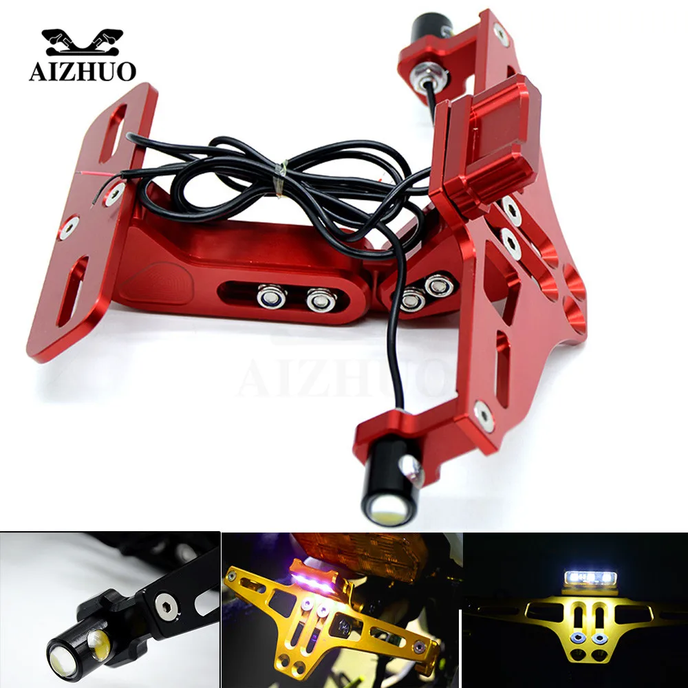 Universal Motorcycle Rear License Plates Holder Led Light CNC Aluminum Plate For YAMAHA YZF R1 R6 R3 R25 MT03 MT07 MT09 FZ6R FZ8 |