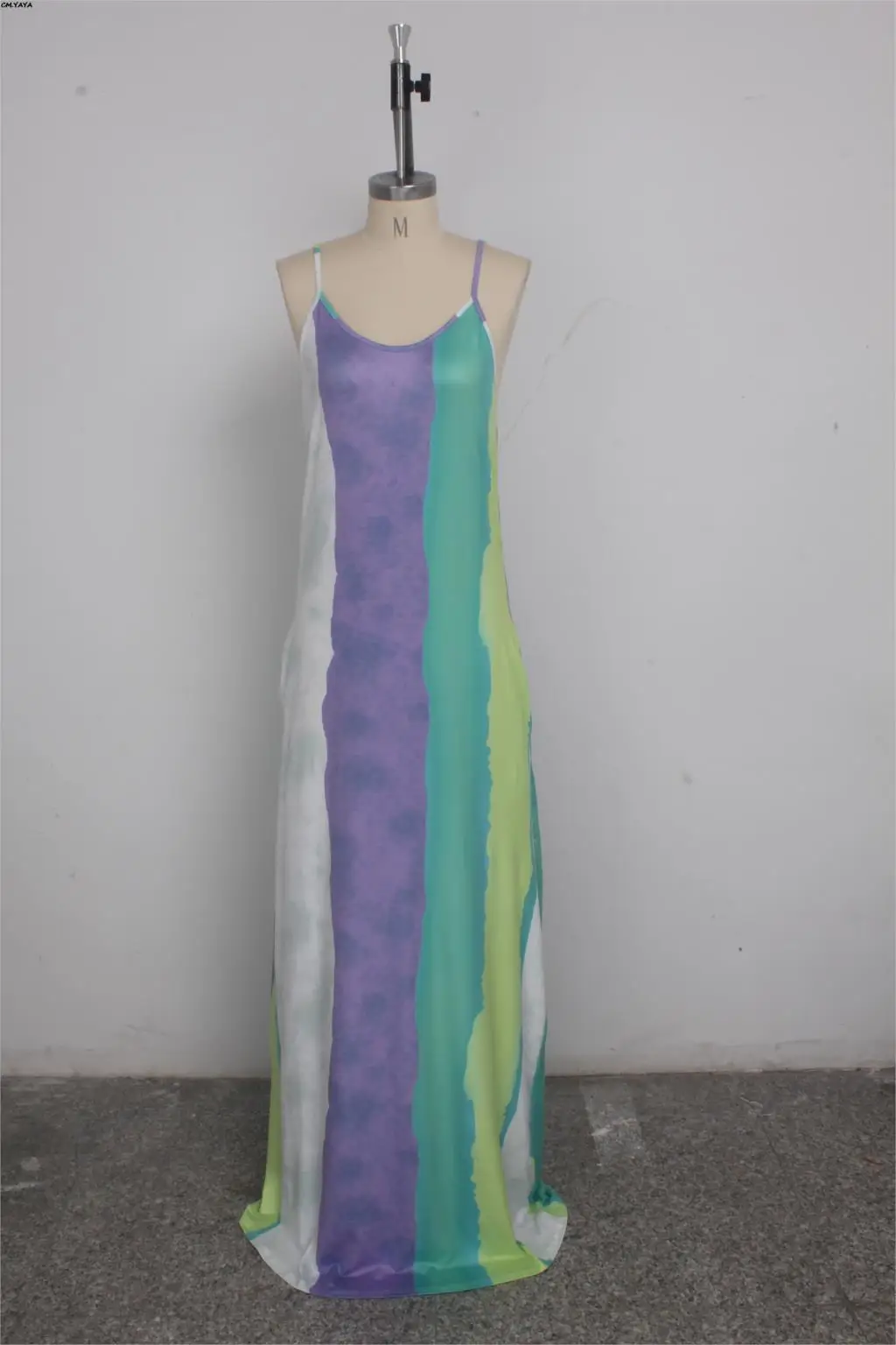 Женское пляжное платье макси с радужными полосками Свободное длинное без