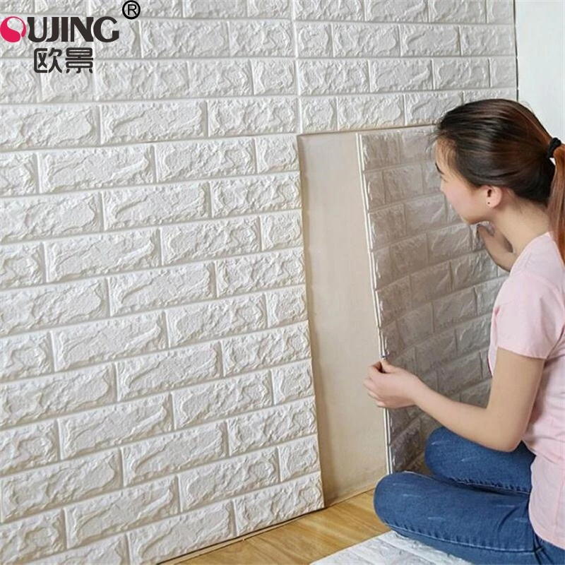 70*77 см* 6 шт 3D PE пенка, камень, кирпичная панель, Наклейки на стены для детской комнаты, домашний декор, детская безопасная художественная Фреска, самоклеющиеся обои