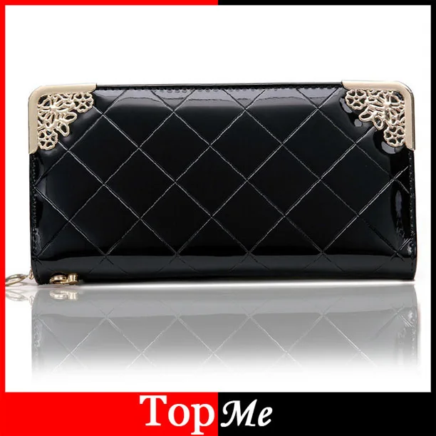 Модные женские кошельки из лакированной искусственной кожи клетчатые дамские