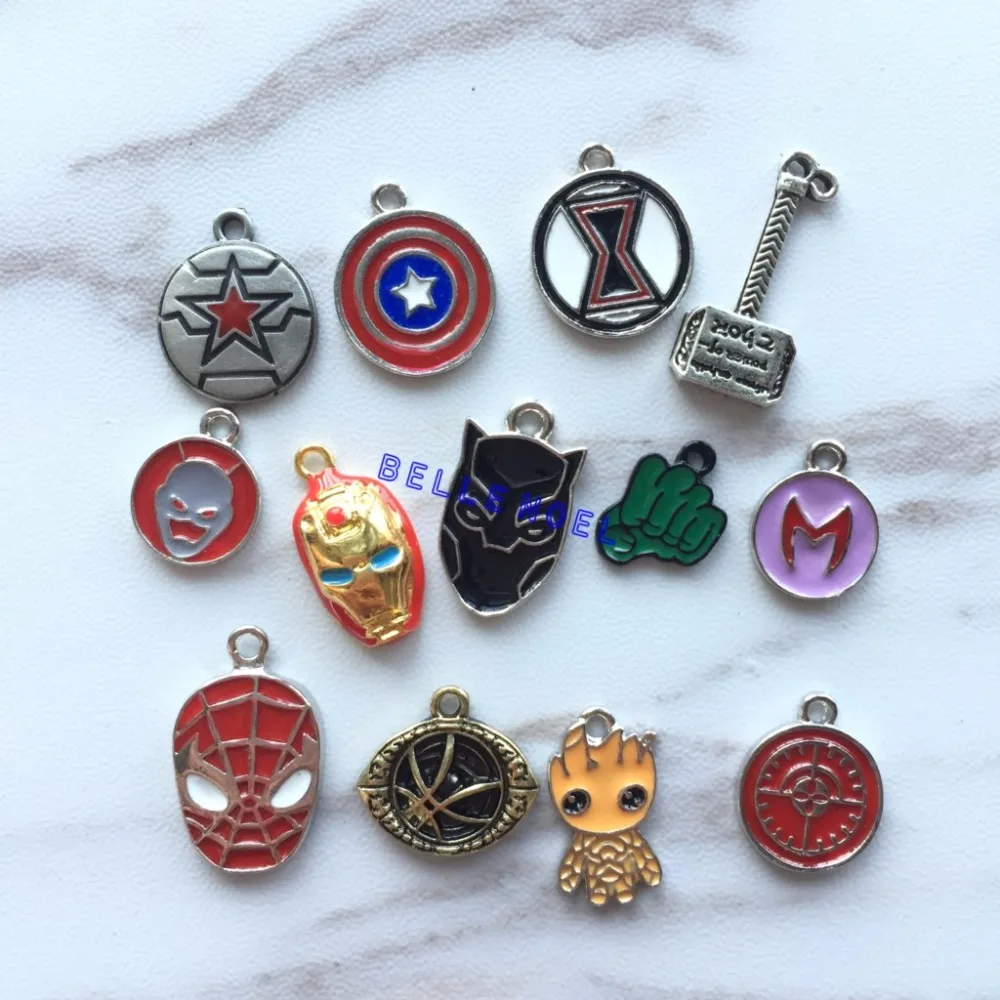 9pcs/lot cartoon avengers anime Metal Charm Pendant DIY Necklace Jewelry Making P62605