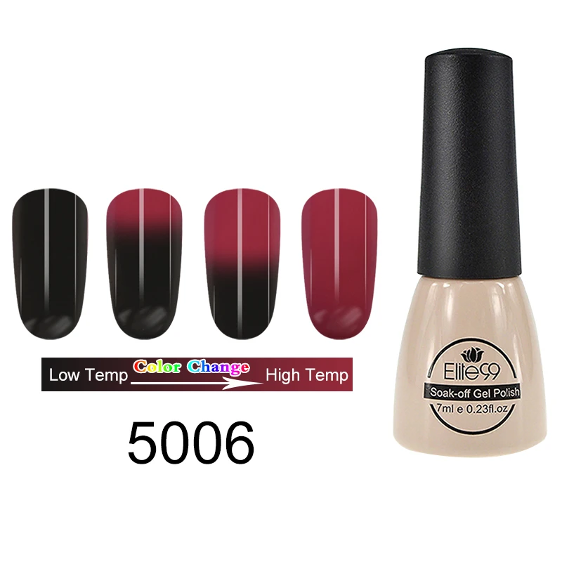 5006-7ml Elite99 термальный гель для ногтей, меняющий цвет, голографический лак для ногтей, блеск для горячей холодной температуры, отмачиваемый УФ-Гель-лак для ногтей - Цвет: 5006-7ml
