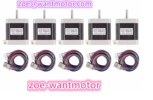 Бесплатная доставка! 5 шт. шаговый двигатель Nema 17 Wantai 42BYGHW811L20P1 X2 4800g.cm 2.5A плоский