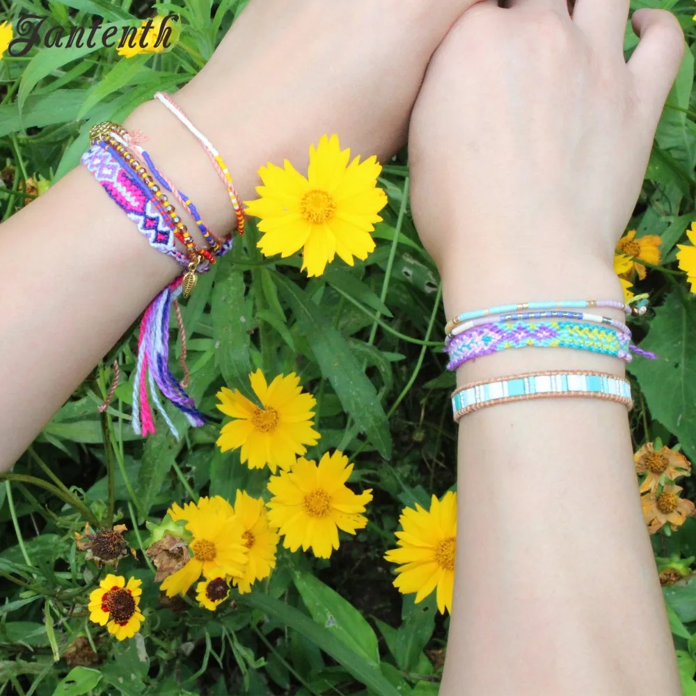 Jantenth Miyuki Beads High Quality Multicolor Handmade Bracelet Cotton Rope Summer Bohemia Friendship Women Jewelry | Украшения и