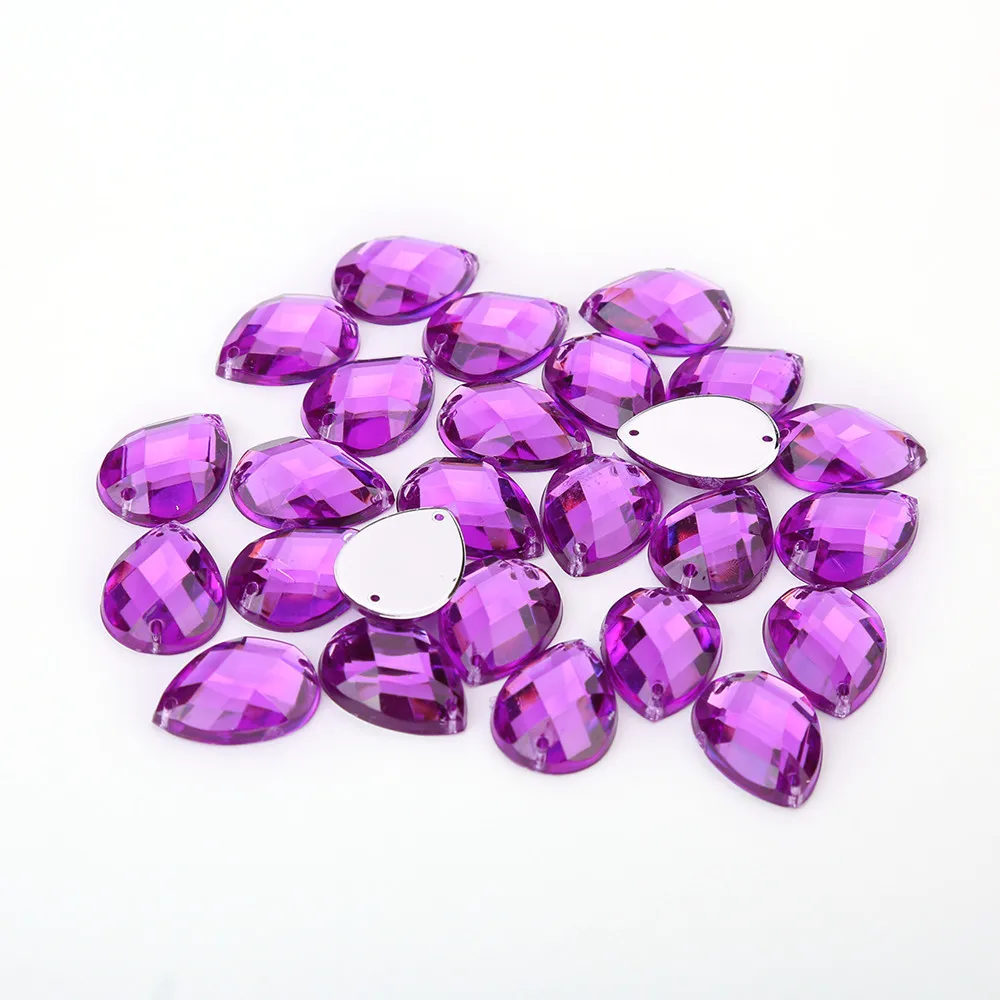 Fuchsia Tpsmc 8*13 мм/10*14 мм/13*18 мм/18*25 мм Пришивные разноцветные акриловые стразы в форме капли воды с плоской задней поверхностью, хрустальные бусины для платья своими руками - Цвет: Fuchsia